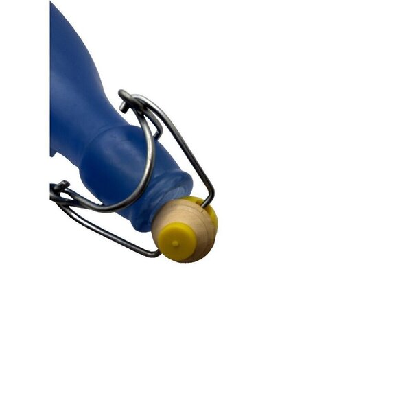 VTG CERVE Blue Frosted Glass Bottle Decanter 12” Yellow Tulips, Made in Italy - Picture 5 of 8